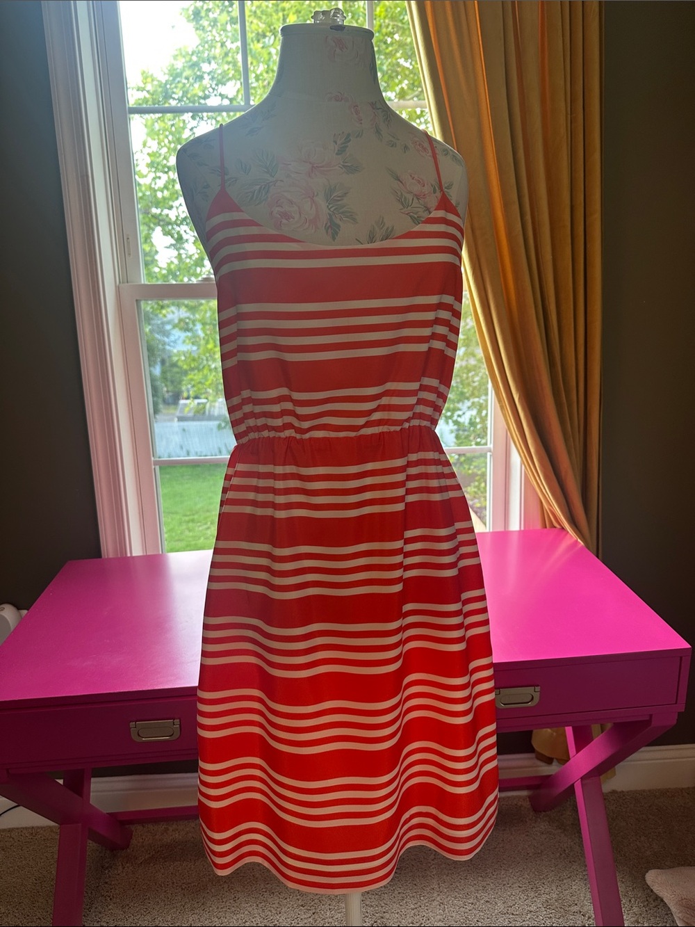 J. Crew orange and White Striped Sundress
